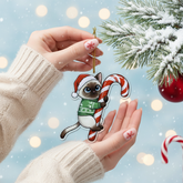 Cute Siamese Cat Hugging Candy Cane 2D Flat Acrylic Ornament - Christmas Tree Decoration, Cat Lover Gifts 2025