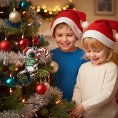 Cute Siamese Cat Hugging Candy Cane 2D Flat Acrylic Ornament - Christmas Tree Decoration, Cat Lover Gifts 2025