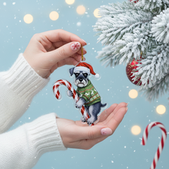 Cute Goldendoodle Dog Hugging Candy Cane 2D Flat Acrylic Ornament - Christmas Tree Decoration, Dog Lover Gifts 2025