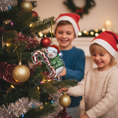 Cute Pig Animal Dog Hugging Candy Cane 2D Flat Acrylic Ornament - Christmas Tree Decoration, Dog Lover Gifts 2025