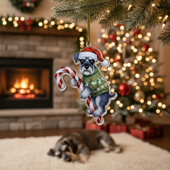 Cute Goldendoodle Dog Hugging Candy Cane 2D Flat Acrylic Ornament - Christmas Tree Decoration, Dog Lover Gifts 2025